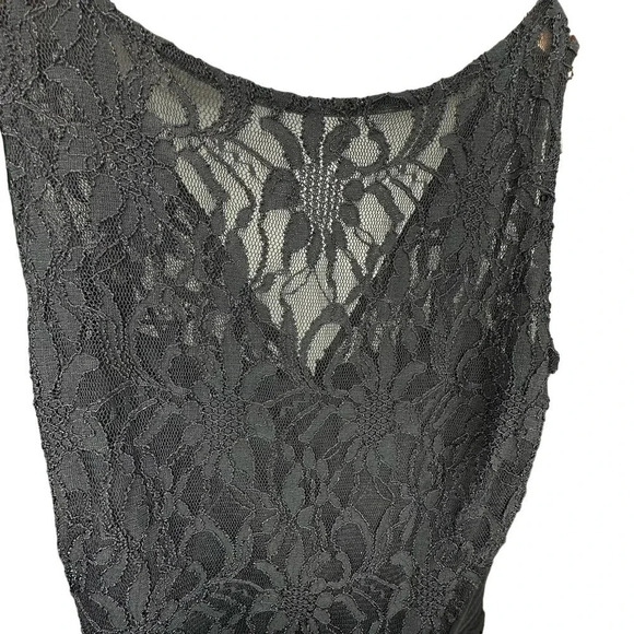 Lauren Ralph Lauren Evening size 10 black lace top draped bottom maxi dress - Picture 3 of 8
